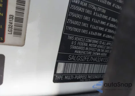 2017 Land Rover Range Rover 5.0L V8 Supercharged из США, поврежденный, VIN SALGS2FE7HA324133